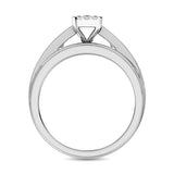 Sterling Silver 1/2 Ctw Diamond Square Frame Enagement Ring