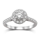 14K White Gold 9/10 Ct.Tw.Diamond Halo Engagement Ring