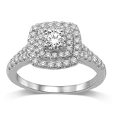 14K White Gold 1 Ct.Tw.Diamond Halo Engagement Ring