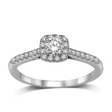 14K White Gold 1/4 Ct.Tw. Semi Mount Diamond Halo Engagement Ring