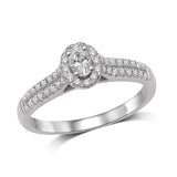 14K White Gold 1/4 Ct.Tw.Diamond Halo Engagement Ring