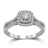 14K White Gold 1/3 Ct.Tw.Diamond Halo Engagement Ring