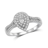 14K White Gold 1/3 Ct.Tw.Diamond Halo Engagement Ring