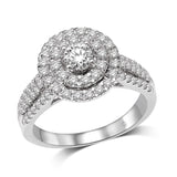 14K White Gold 1 Ct.Tw.Diamond Halo Engagement Ring