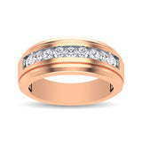 10K Rose Gold 1/4 Ct.Tw. Diamond 9 Stone Satin Finish Mens Band