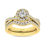 Diamond  Twist Shank Single Halo Bridal Ring 1 ct tw Round Cut in 14K Yellow Gold