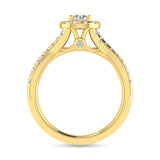 Diamond  Twist Shank Single Halo Bridal Ring 1 ct tw Round Cut in 14K Yellow Gold