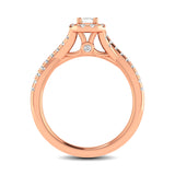 Diamond  Twist Shank Single Halo Bridal Ring 1 ct tw Emerald Cut in 14K Rose Gold