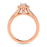 Diamond  Twist Shank Single Halo Bridal Ring 1 ct tw Round Cut in 14K Rose Gold