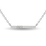 Diamond Round & Straight Buggete Fashion Necklace 1/8 ct tw in 14K White Gold