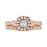 Diamond Classic Shank Single Halo Bridal Ring 1 ct tw Round Cut in 14K Rose Gold