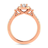 Diamond Classic Shank Single Halo Bridal Ring 1 ct tw Pear Cut in 14K Rose Gold