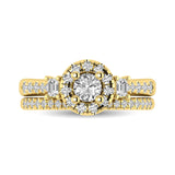 Diamond Classic Shank Single Halo Bridal Ring 1 ct tw Round Cut in 14K Yellow Gold