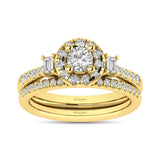 Diamond Classic Shank Single Halo Bridal Ring 1 ct tw Round Cut in 14K Yellow Gold