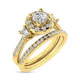 Diamond Classic Shank Single Halo Bridal Ring 1 ct tw Round Cut in 14K Yellow Gold