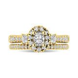 Diamond Classic Shank Single Halo Bridal Ring 1 ct tw Oval Cut in 14K Yellow Gold