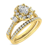 Diamond Classic Shank Single Halo Bridal Ring 1 ct tw Oval Cut in 14K Yellow Gold