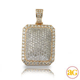 14KY 6.00CTW DIAMOND DOGTAG PILLOW PENDANT WITH SI