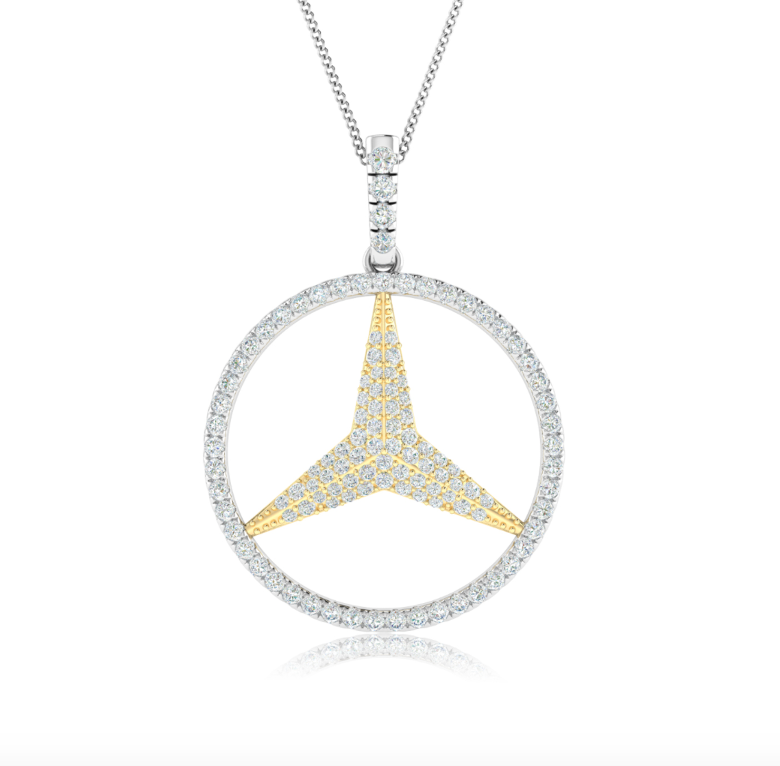 14K Yellow Gold Round Locket Pendant Necklace with Diamond Star Center